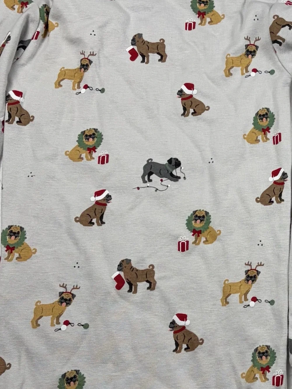 Petit Lem White Kids Holiday Puppy Pajama Set with Festive Prints Size 5